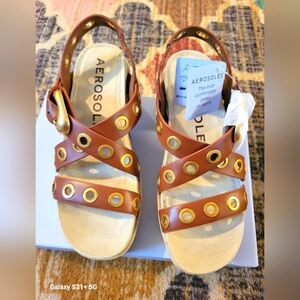 Cleveland ginger bread leather sandals